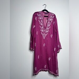 Nakashi embroidered tunic top dress sheer beach coverup Small
